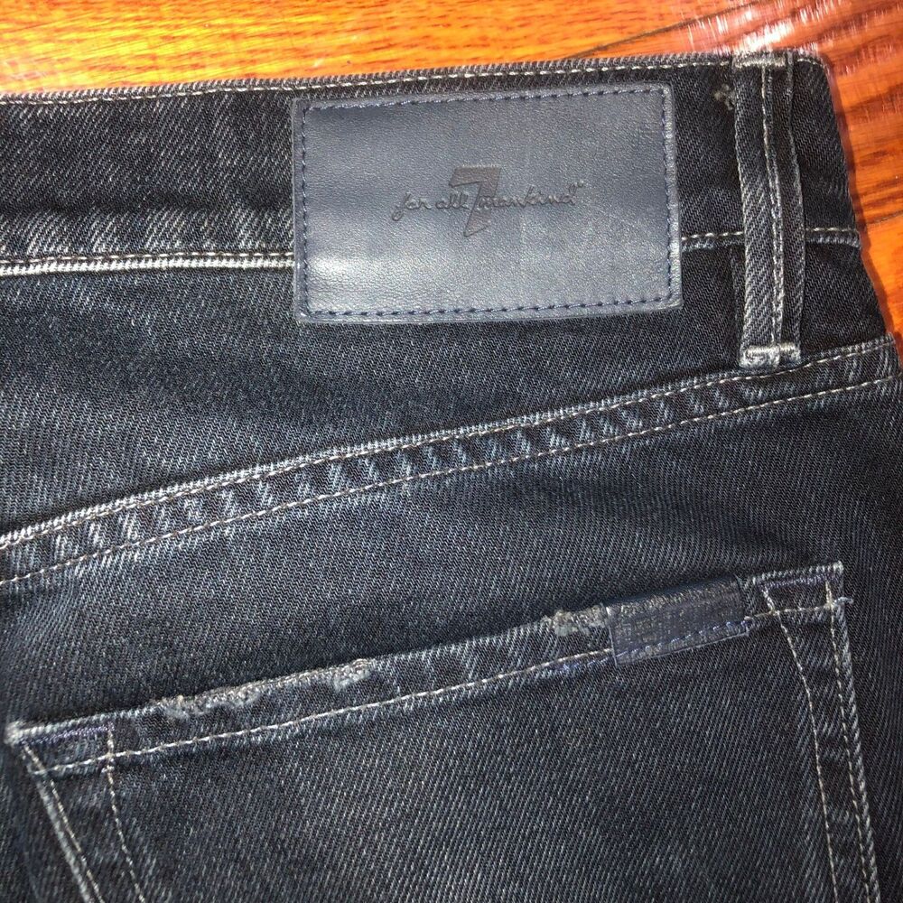 7 For All Mankind Men's Adrien Skinny Jeans Size 32x32 Black/Dark Gray Distress - Picture 5 of 5